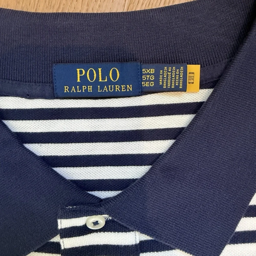 Polo Ralph Lauren Classic Navy & White Stripe Men's S/S Shirt 5XB Big Tall